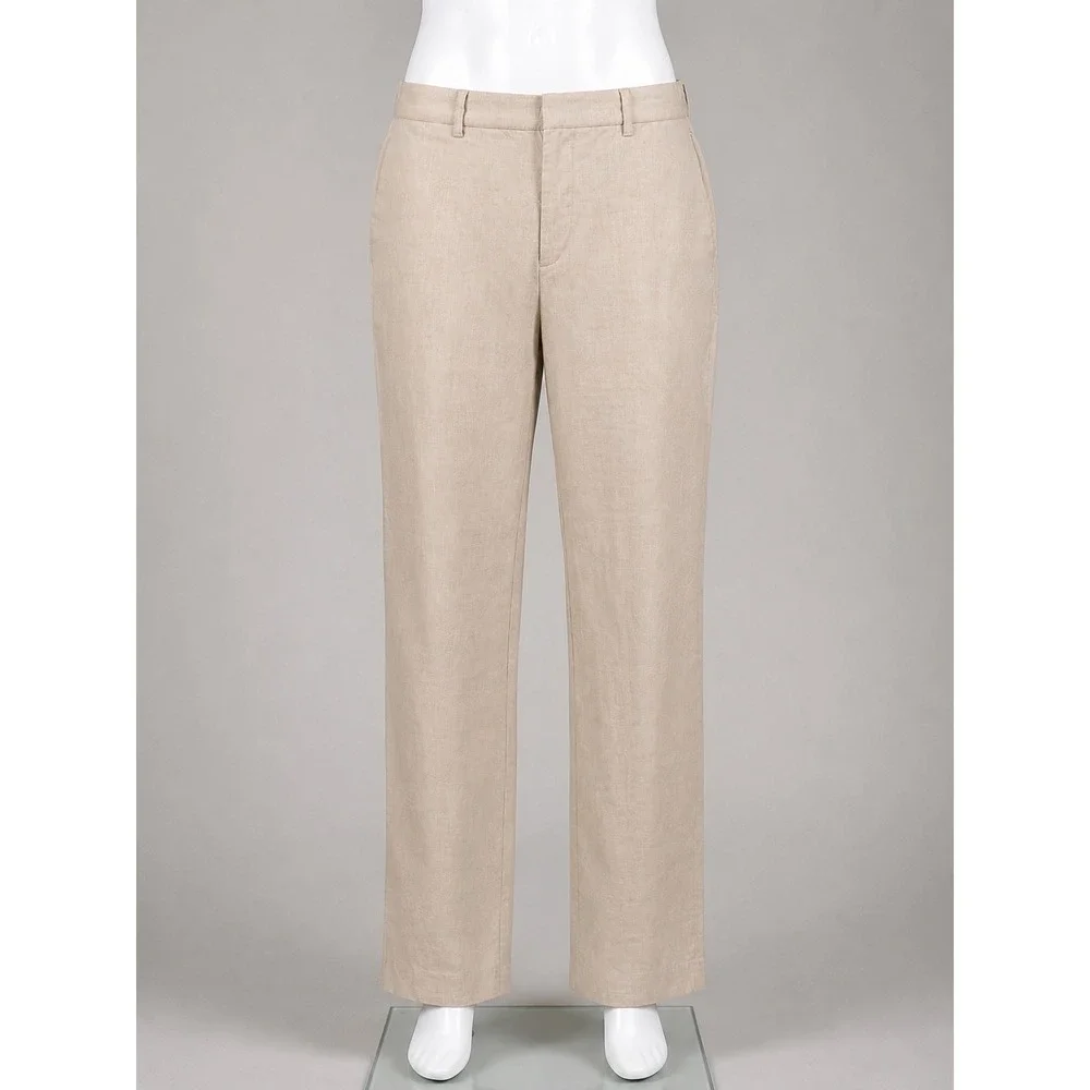 Cubavera Mens 32x34 Khaki Linen Blend Beachcore Flat Front Pants Old Money